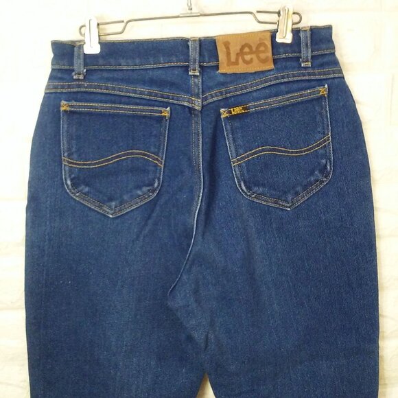 Vintage 80s Lee USA-Made Denim Mom Jeans 14-Petite 30x30 Hi-Rise 5-Pocket Dark - Picture 10 of 11